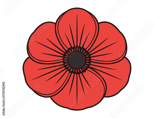Red Poppy Flower Illustration Remembrance Day Anzac Day Symbol Isolated