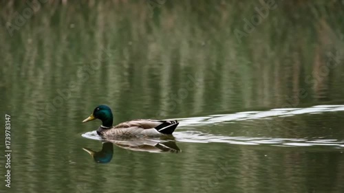 ducks swimming in the lake footage