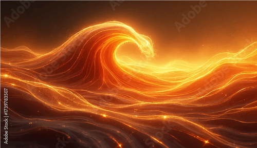 Abstract fractal background with fiery orange and yellow burst design