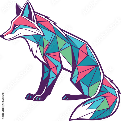 Stunning geometric fox artwork brings modern flair to any project, representing nature's beauty with a vibrant, artistic touch