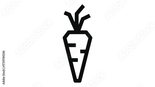 Carrot icon isolated on white background featuring organic root vegetable, crunchy snack, vitamin-rich nutrition, garden produce, healthy diet, and minimalist food symbol.