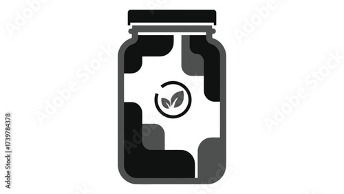 Jar with a health symbol isolated on white background featuring organic supplement, vitamins, nutrition, wellness care, protein powder, herb, and vitality concept.