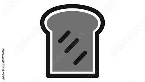 Slice of bread isolated on white background featuring bakery loaf, toast, wheat grain, breakfast snack, nutrition, energy, and fresh baked food symbol.