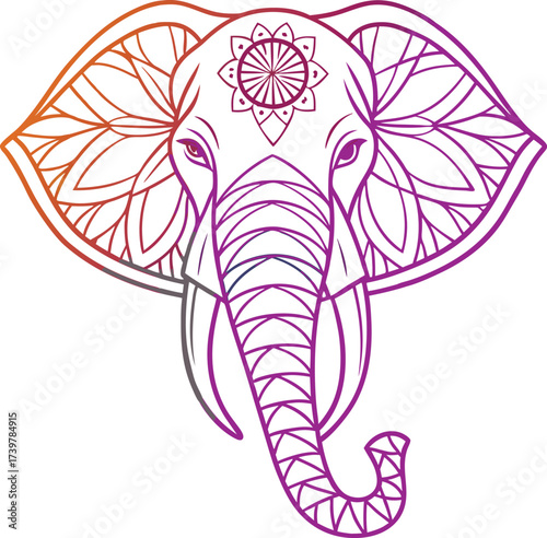 Stunning gradient elephant illustration perfect for spiritual designs and artistic projects, originally a scalable vector graphic design element
