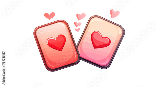 Two Hearts Icon Illustration for Love and Connection in Digital Art