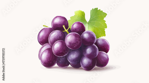 Vibrant Purple Grapes, Nature's Bounty, Fresh Produce, Illustration, Simple Background, Close-Up View, Healthy Eating Concept