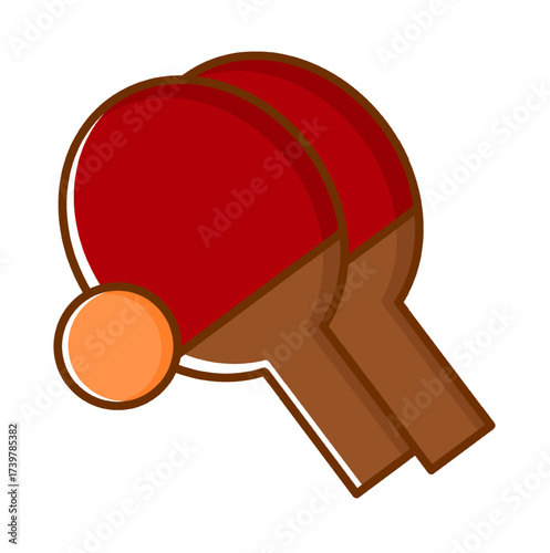 Ping Pong Paddles with Ball Icon Illustration Isolated on White Background