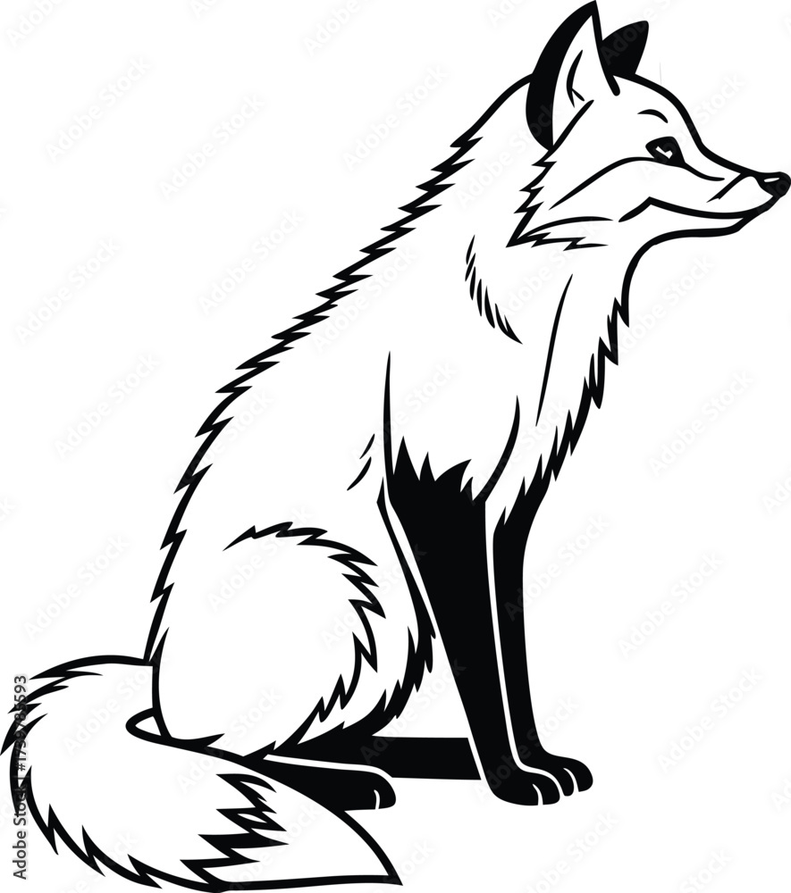 Obraz premium Elegant fox illustration for nature lovers, wildlife enthusiasts, or branding seeking a modern, minimalist animal icon with a touch of wilderness