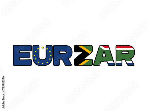Bild auf Leinwand ユーロ南アフリカランドのシンプルな国旗模様の通貨ペアイラスト