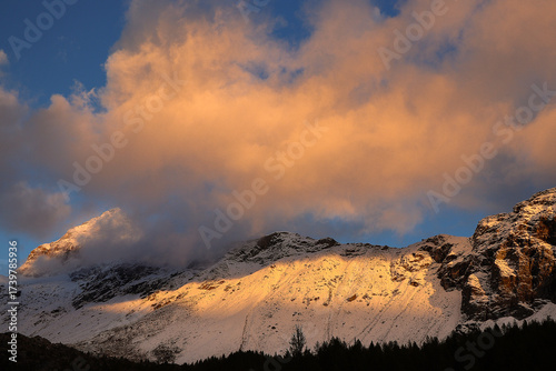 Sunset on Pizzo Scalino, Valmalenco, Italy landscape