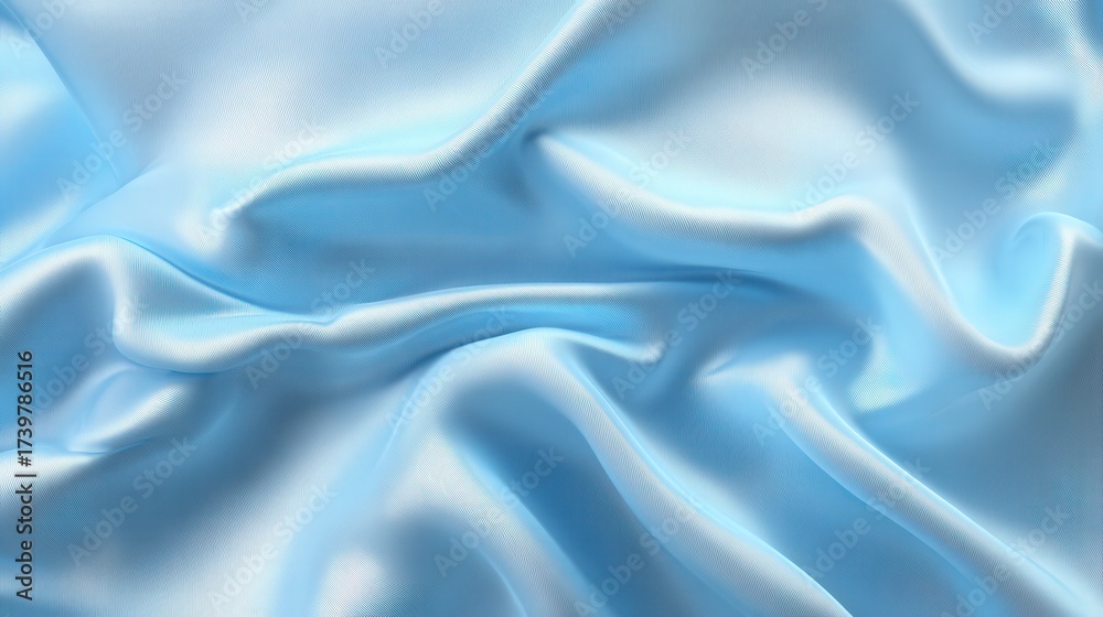 Obraz premium Elegant Light Blue Silk Fabric Texture with Soft Flowing Waves and Smooth Surface