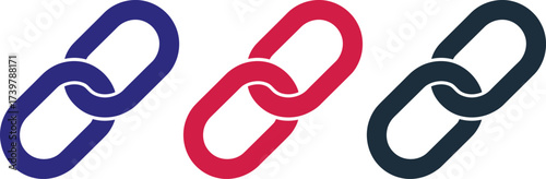 Interlocking chain link symbol representing connection and relationship simple graphics vector