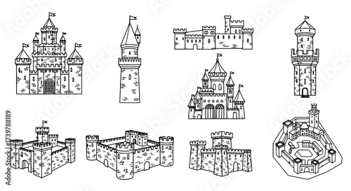 Collection of Unique and Decorative Castle Designs in Vector Format