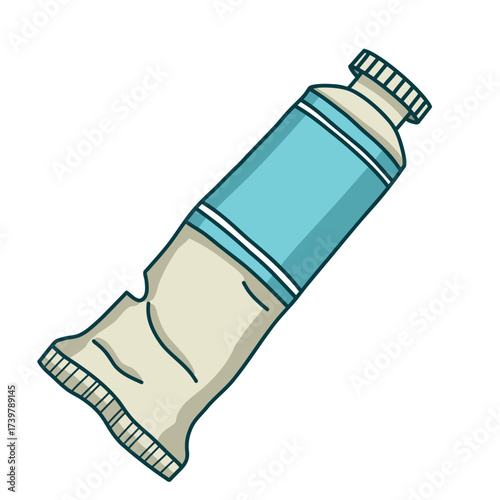 A bright vector illustration of a blue paint tube. Perfect for representing acrylic and oil painting supplies, creative hobbies, and artistic materials in your designs