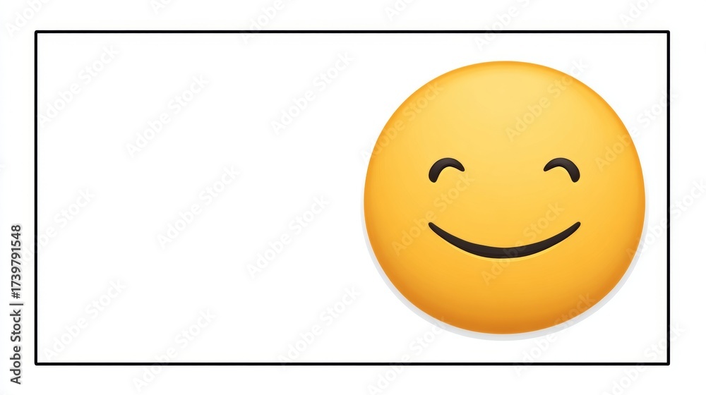 Fototapeta premium A cheerful yellow smiley face emoji with a wide grin, set against a plain background for engaging digital content