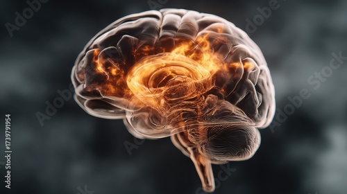 The Human Brain Displaying Intricate Glowing Neural Pathways