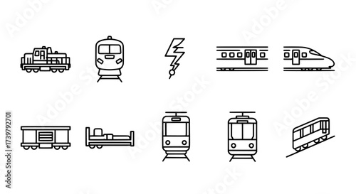 Transportation Icons Trains, Trams, and Rail Vehicles
