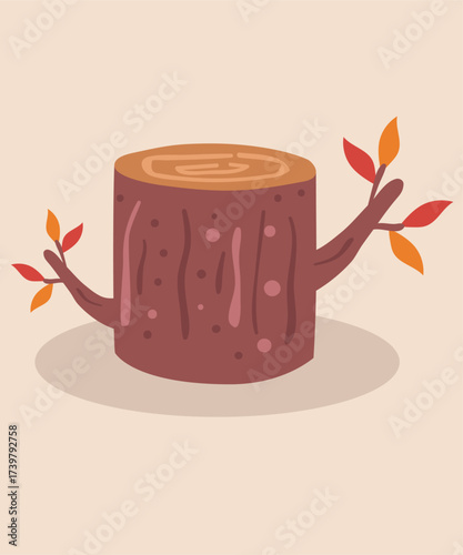 Flat Design Illustration with Hollow at Leaves