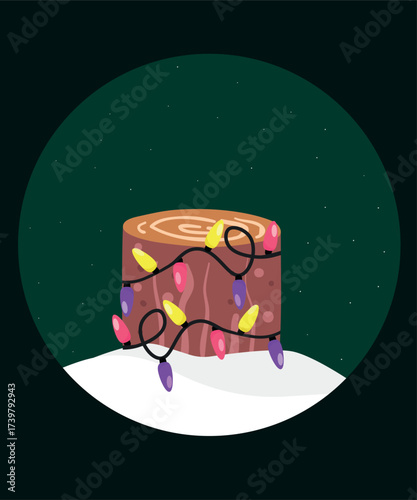 Flat Design Illustration with Hollow at the Lights