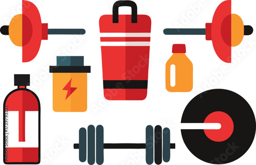 Fitness gym icons pack scalable vector illustration for workout and sports graphics