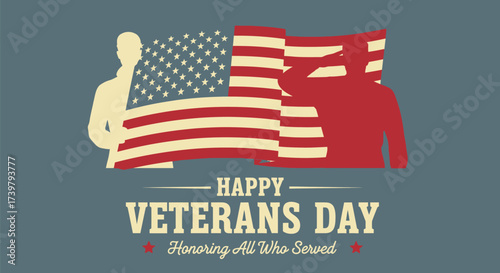 Happy veterans day honoring all who served us flag background