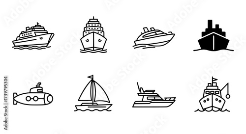 Collection of Vector Ship and Boat Icons