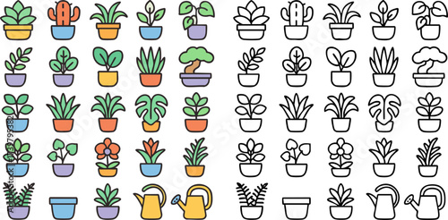 Collection of Colorful Plant Illustrations.