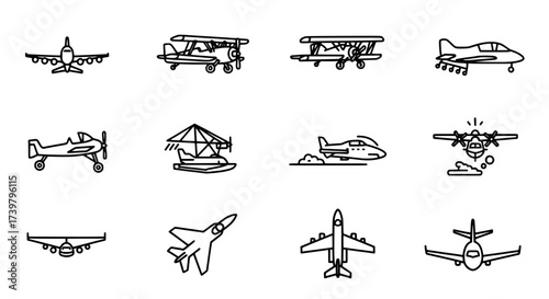 Diverse Aviation Icons A Collection of Airplane and Aircraft Symbols