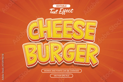 Cheese burger editable text effect with comic background
