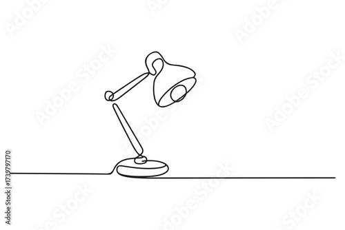 Continuous one line drawing of a study lamp isolated. one line Icon drawing with white background