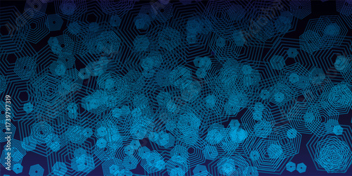 Abstract glowing blue cellular structures with intricate patterns.