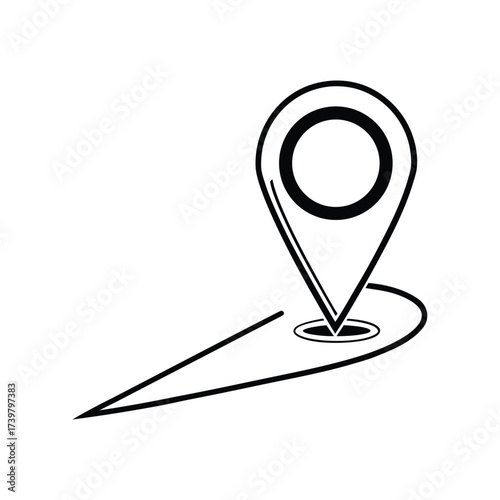 Minimal Silhouette Location Pin With Upward Arrow Stock Symbol Black Fill