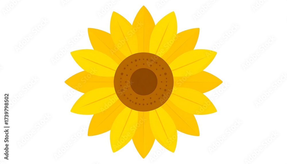 Fototapeta premium Illustration of a Beautiful Sunflower in Full Bloom on a White Background