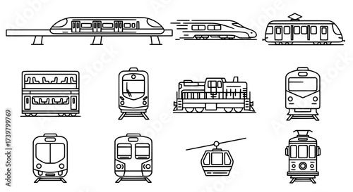 Collection of Train Icons and Various Types