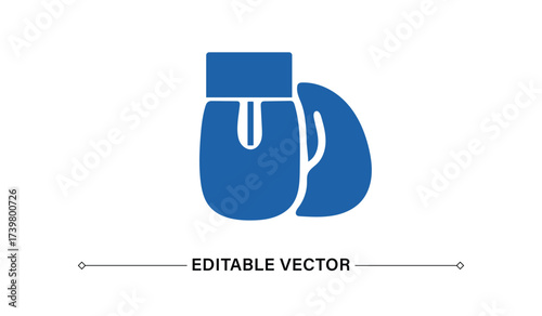 Boxing glove icon Blue sports equipment for training and competition