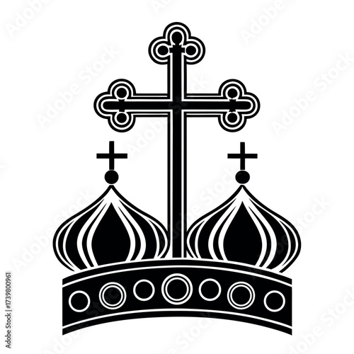 Black color Orthodox Christmas Day Design, Solid White Background (1).eps