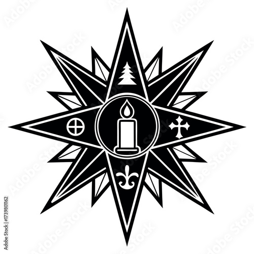 Black color Orthodox Christmas Day Design, Solid White Background (9).eps