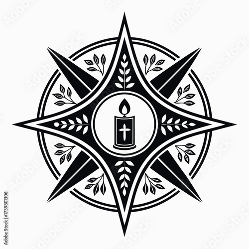 Black color Orthodox Christmas Day Design, Solid White Background (17).eps