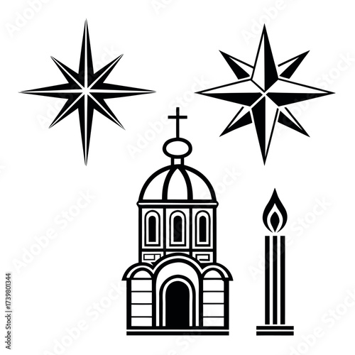 Black color Orthodox Christmas Day Design, Solid White Background (19).eps