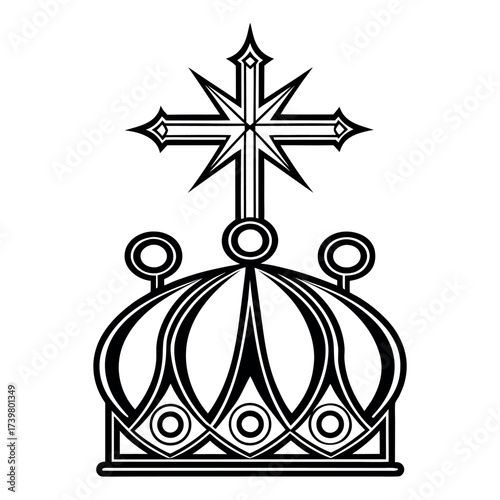Black color Orthodox Christmas Day Design, Solid White Background (20).eps