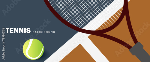 Love tennis club text with tennis racket and tennis ball on tennis green court background Illustrations for use in online sporting events , Illustration Vecto