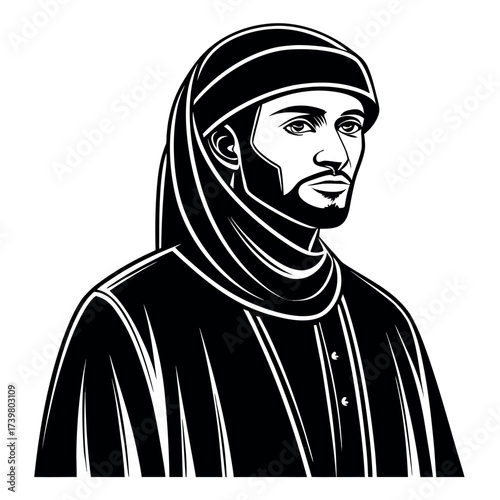 Black colour Muslim man praying silhouette vector illustration, solid white background (4).eps