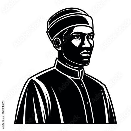 Black colour Muslim man praying silhouette vector illustration, solid white background (3).eps