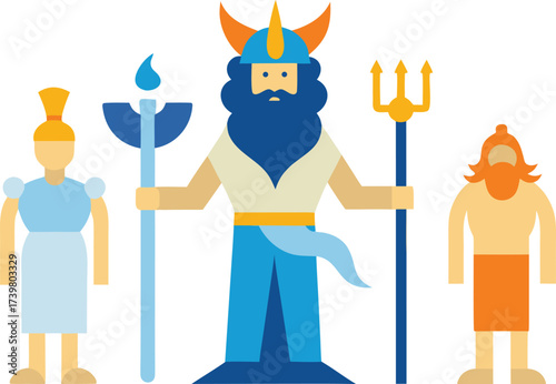 Greek mythology gods and symbols vector illustration scalable eps icon collection