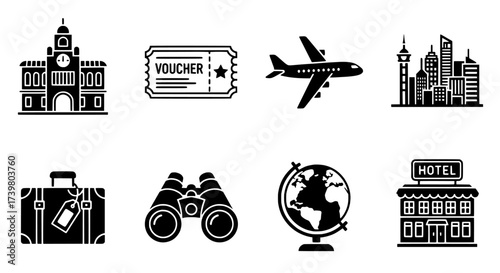 Line Icons Navigation Tools for Direction and Location Finding