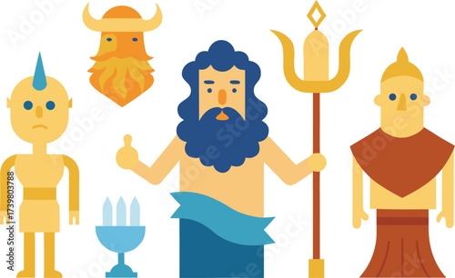 Vector illustration of greek gods and mythological symbols scalable eps for design