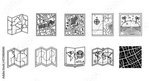 Minimalist Map Icons Collection