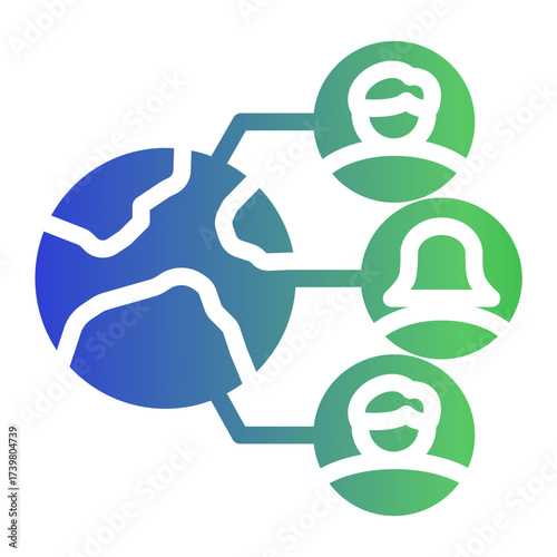 International business icon representing globalization, trade, commerce, enterprise, and multinational from the Corporate Icon Collection (Glyph Gradient Style)
