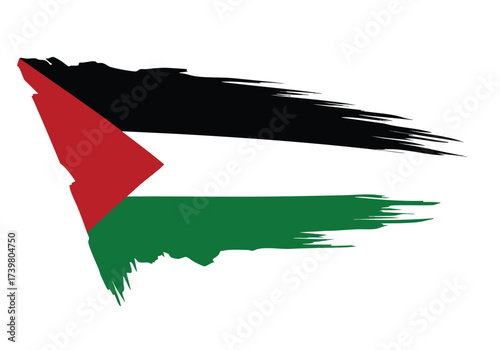 Dynamic Palestinian flag design with bold brush strokes symbolizing national pride and heritage, perfect for cultural and patriotic themes.