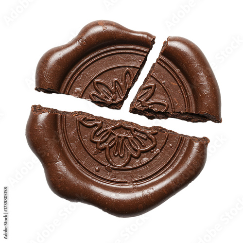 Red Wax Seal Cracked and Broken Illustration isolated on white background